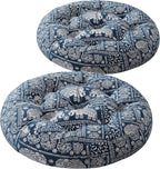 Codi Meditation Floor Pillow, Boho Pillows Seating for Adults and Kids, Large Cushion for Yoga Living Room Tatami Sitting, Memory Foam Added, 22x22 Inch Pack of 2, Round - Indigo Elephant