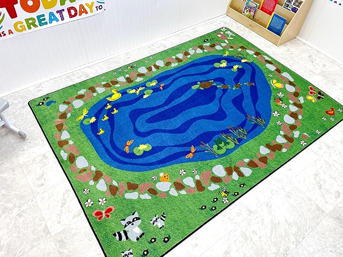 KIDCARPET.COM Nature All Around Rectangle Classroom Rug | Bordered Area Rug for Preschool Daycare Learning, 4' x 6'