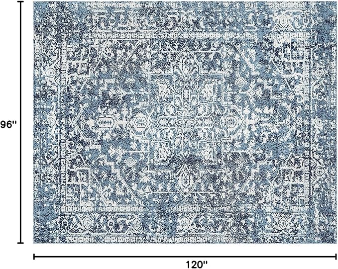 MICRODRY - Area Rug, Low-Profile Design for a Sleek, Bulk-Free Look. Machine Washable, Stain-Resistant, Skid-Resistant Backing, Ideal for Bedroom, Living Room, Kitchen, or Entryway, 8x10, Lila (Blue)