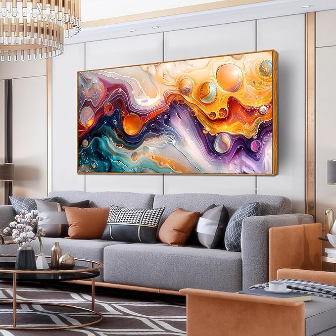 ZHAOSHOP Abstract Wall Art - Colorful Wall Decor for Teen Bedroom - Large Canvas for Painting With Wooden Frames Size 29"x 59"