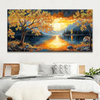 Large Wall Art For Living Room Canvas Art Wall Decor Modern Artwork Gold Tree River Sunrise Landscape Paintings Print Pictures For Bedroom Apartment Office Mural Aesthetic Artwork 29 X 58 In