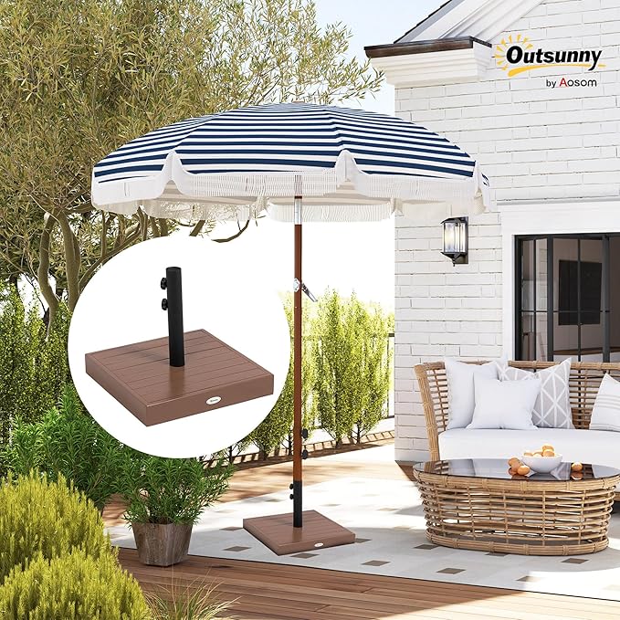 Outsunny Square Patio Umbrella Base, 42 lbs. Concrete Heavy Duty Umbrella Base with Holder for 1.25"/1.5" Poles for Outdoor, Lawn, Poolside, Coffee