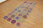 Scalloped Edge Rug, Hand Woven Natural Chindi Cotton and Jute Area Rug, 8x10 Ft Beige & Multicolor Braided Kilim Rugs for Living Room, Kitchen, Entryway, Farmhouse