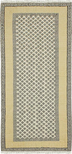 Kilim Runner 4x10 Cotton Runner Rug Beige & Black Flatweave Runner 0.19 inches Stone Easy Washable Hand Wash Cotton Carpet Indoor Outdoor Runner Rugs for Hallway, Staircases, Corridor Runner