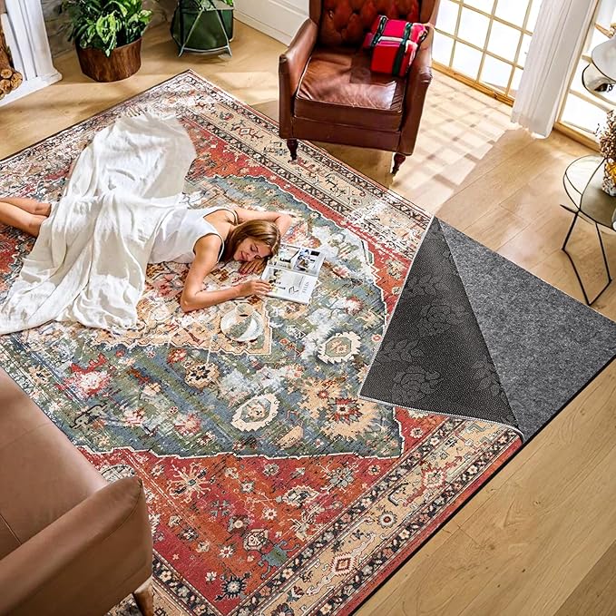 Waterproof Rug Pad, 10x14 ft Under Area Rug Carpet Pad, Non Slip Rug Pads for All Floors and Hardwood Floors Finishes, Keep Carpets in Place Soft and Prevent Rug from Wrinkling or Buckling
