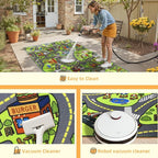 Upgrade Ultra Non Slip Kids Car Rug, Kids Road Playmat Rug for Toy Cars, Educational Town City Map Washable Carpet for Boys Playroom Bedroom, Safer Car Track Play Mat for Children Toddler, 100"x60"