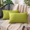 MIULEE Pack of 2 Decorative Outdoor Solid Waterproof Throw Pillow Covers Spring Faux Linen Garden Farmhouse Cushion Cases for Summer Patio Tent Balcony Couch Sofa 20x12 Inch Green