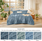 Bedsure Tufted Boho Comforter Set Queen Size - Dusty Blue Boho Bed Set, GentleSoft™ 3 Pieces Farmhouse Shabby Chic Embroidery Bedding, Gifts for Woman, Soft Jacquard Queen Comforter for All Seasons