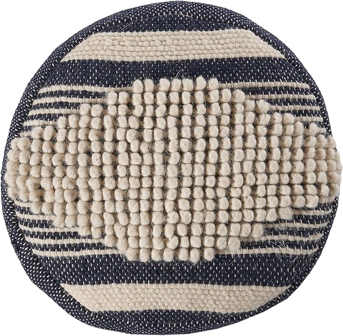 Christopher Knight Home Lucknow Handcrafted Cylinder Pouf - White/Denim Blue
