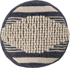 Christopher Knight Home Lucknow Handcrafted Cylinder Pouf - White/Denim Blue