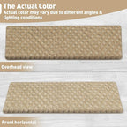 PURE ERA Bullnose Carpet Stair Treads Set Tape Free Non-Slip Indoor Stair Protectors Pet Friendly Rugs 9.5" x 30"(2 Pieces,Khaki Mini-Diamond Trellis)