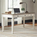 Signature Design by Ashley Realyn Home Office Lift Top Desk, USB Charging, Spring Lift Top, Smooth-gliding Drawer, 60" W x 28" D x 31" H, Chipped White and Brown