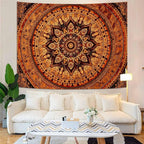 Lifeel Orange Mandala Tapestry, Bohemian Medallion Hippie Decor Home Tapestries for Bedroom Living Room, 36x48 inches