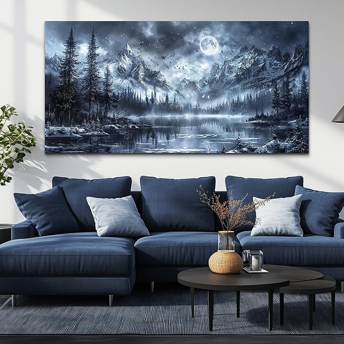 FUHAIHUA Large Canvas Wall Art For Living Room Wall Decor For Bedroom Office Decoration Black And White Wall Painting Forest Landscape Picture Hotel Artwork Poster Home Decor Ready to Hang 30X60 In