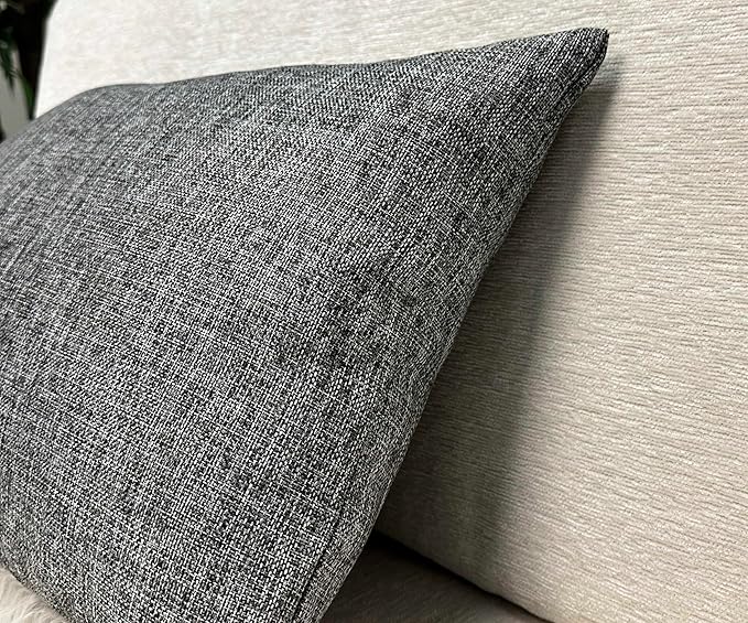 Aiking Home Woven Fine Faux Linen Throw Pillow Cover, Size 12"x18", Gray