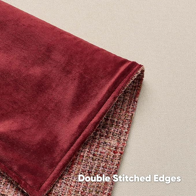 FUTEI Burgundy Decorative Throw Pillow Covers 26x26 Inch Set of 2,Soft Chenille Tweed Textured Euro Pillow Shams,Modern Home Decor for Couch Bed Living Room