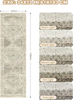 Runner Rug 2x6, Non Slip Washable Rugs for Laundry Room, Runners for Hallways, Low Pile Vintage Soft Rugs for Living Room, Kitchen Bathroom,Bedroom Rug(Brown/Beige,2'x6')