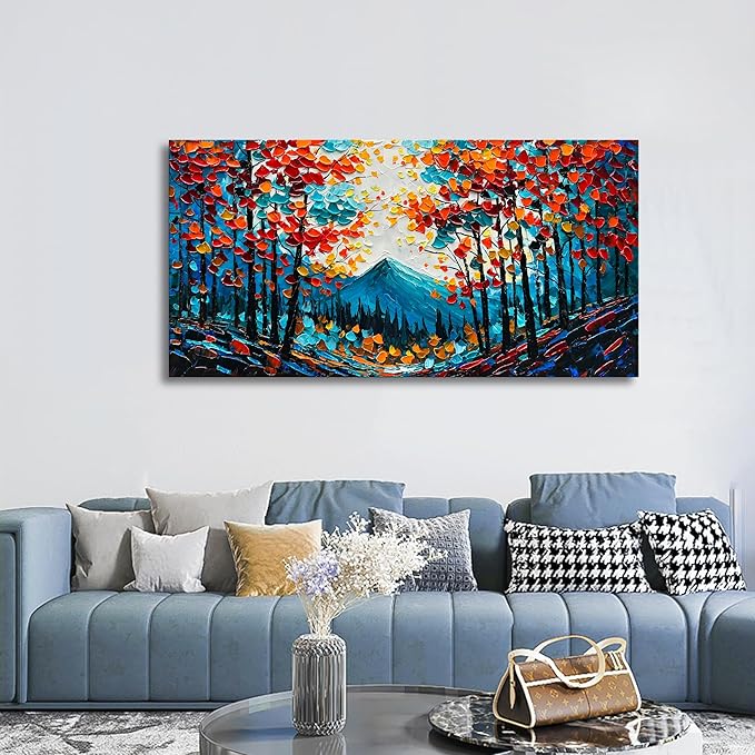 Forest Landscape Hand Painted Art Oil Painting Natural Landscape Oil Painting Large Canvas Wall Art Decoration 24×48 Inches