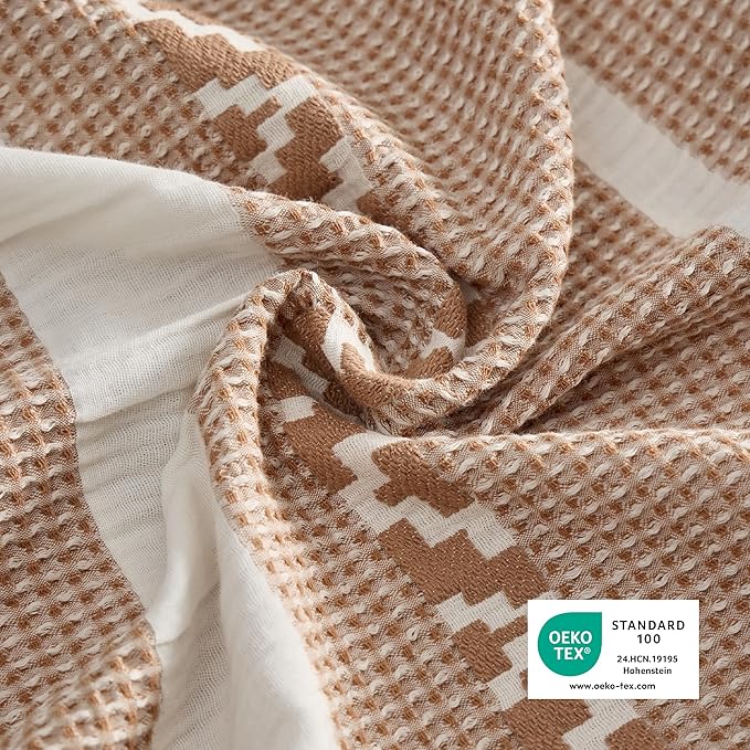 Bedsure Waffle Weave Duvet Cover King - 100% Cotton Boho Duvet Cover Set with 2 Pillowcases - Extra Soft Terracotta Textured Comforter Cover with Zipper Closure (King, 104"x90")