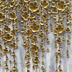 3D Vertical Abstract Canvas Oil Painting Wall Art, 116x57cm Golden Flower Painting Wall Art, Home Living Room Wall Decoration Abstract Painting Art