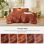 Bedsure Tufted Boho Comforter Set California King - Terracotta Boho Bed Set, GentleSoft™ 3 Pieces Farmhouse Shabby Chic Embroidery Bedding, Gifts for Woman, Soft Jacquard Comforter for All Seasons