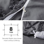Bedsure Boho Duvet Cover Queen Size, Soft & Comfortable Elegant Design Boho Bedding for Decoration, Machine Washable Comforter Cover for All Seasons,Includes 1 Duvet Cover & 2 Pillow Shams,Dark Grey