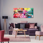 Colorful Canvas Living Room Wall Decor - Hand of God Graffiti Wall Art - Banksy Prints Posters Decor Size 20" x 40"