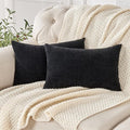 GAWAMAY Lumbar Pillow Cover Decorative Rectangle Throw Pillow Covers 12"x20" Inch Set of 2, Super Soft Chenille Pillowcase for Living Room Bedroom Sofa Couch Cushion Cover Black 30x50cm (No Insert)