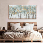 Wall Art Modern Artwork Canvas Prints Framed Picture Green Plant Forest Abstract Tree Contemporary Wall Art Bedroom Living Room Office Decoration Framed Ready To Hang 24x48 Inch
