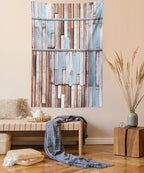 Ambesonne Rustic Tapestry, Nautical Wooden Planks Tree Designs on Rusty Screws Art Print, Wall Hanging for Bedroom Living Room Dorm Decor, 40" X 60", Mauve Teal