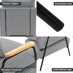 MCombo Accent Recliner Chair with Ottoman, Modern Fabric Armchair, Upholstered Sofa Bed for Living Room Bedroom, Small Space 4055 (Black Frame, Houndstooth)