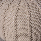 Christopher Knight Home Agatha Knitted Cotton Pouf, Beige Small