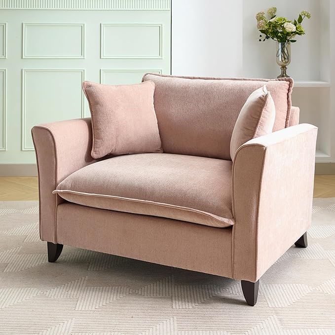 ERYE Living Room Accent Chair, Modern Chenille Upholstered Wider Seat Cushion Leisure Armchair W/2 Pillows and Removable Cover for Home Apartment,Bedroom,Office