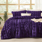Bedsure Tufted Boho Comforter Set Twin Size - Purple Boho Bed Set, GentleSoft™ 2 Pieces Farmhouse Shabby Chic Embroidery Bedding, Gifts for Woman, Soft Jacquard Twin Comforter for All Seasons