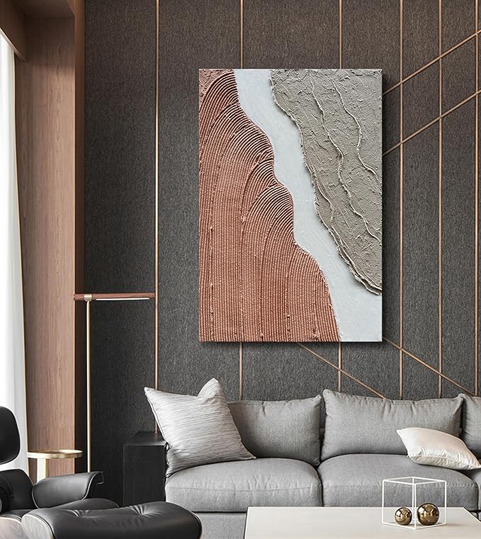 Hand Painted Abstract Thick Texture Art Oil Painting Minimalism Wall Art Oil Painting Texture Wall Art on Canvas 36x24 Inch