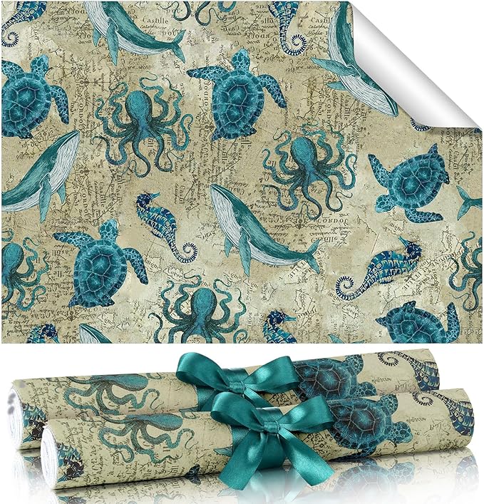 BBTO 20 Sheet Scented Drawer Liners for Dressers 15.8" x 22" Scented Fragrant Cabinet Paper Liners Non Adhesive Drawer Paper Mats for Bedroom Home Closet Shelves(Sea)