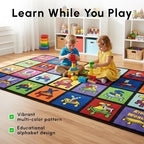 SAFECASTLE Kids Carpet Kritters Alphabet Rug 5'4" x 7'8"– Colorful Oval Educational Area Rug with Letters, Numbers & Insects, Learning Carpet for Toddlers, Preschool, Classroom, Daycare & Playroom