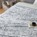 Oversized Vintage Pattern Blanket 120x120 Inches, Giant 10'x10' for Bed, Travel, and Camping, Extra Large Soft Blanket for The Whole Family and Outdoor, Grey