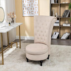 Royal High-Back Velvet Accent Chair for Vanity with Storage and Luxurious Upholstery, Retro Design and Versatile Usage for Living Room, Bedroom, Lounge and Office, Ivory