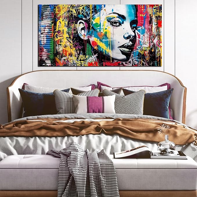 CIRABKY African American Wall-Art for Living Room - Black Girl Wall Art - Graffiti Wall Decor Colorful Pictures Big Poster Size 29" x 59"