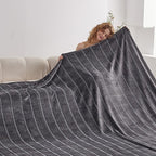 Oversized King Fleece Blanket 120x138 Inches, Seamless Soft Cozy 3D Jacquard Flannel Blanket 10'x11.5' Extra Large for Bed, Sofa, Couch, Travel & Camping, California King Throw, Dark Grey