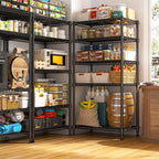 REIBII 1000LBS Wire Shelving Unit, 5 Tier Adjustable Metal Storage Shelves for Kitchen Pantry Office Steel Organizer Wire Rack for Narrow Space, 13.4" D x 23.2" W x 60" H, Black,2PCS
