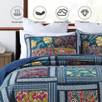 Secgo King Comforter Set for Bed - 100% Cotton Quilts Queen Size, Black Bedspreads (96 * 104 Inch) with 2 Pillow Shams
