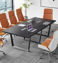 Sturdy Conference Table with Cable Management Grommets Modern Rectangle Office Meeting Table with Wood Tabletop and Metal Frame & Legs- Easy Assembly Boardroom Table (Black, 8 Foot)