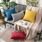 MIULEE Pack of 2 Decorative Outdoor Solid Waterproof Throw Pillow Covers Euro Sham Faux Linen Garden Farmhouse Cushion Cases for Summer Patio Tent Balcony Couch Sofa 22x22 Inch Yellow