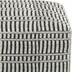 SIMPLIHOME Safford Square Pouf - 20 inch Wide Upholstered PET Polyester Ottoman in Black and White, Boho Indoor/Outdoor Footstool or Extra Seating for Living Room, Bedroom, or Patio, Assembled