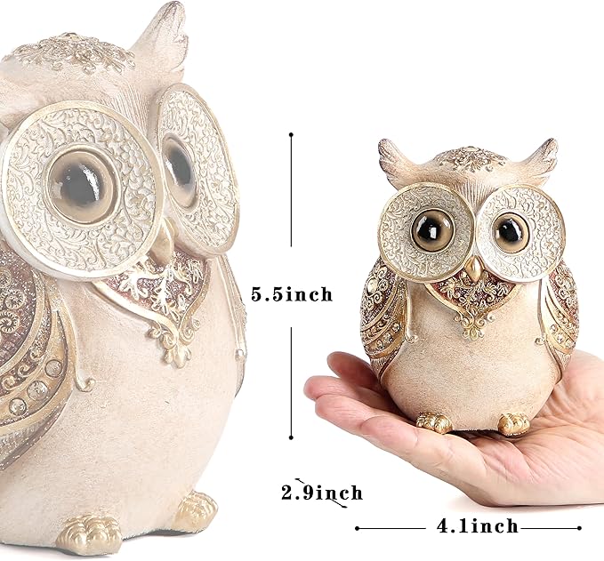 Owl Statue for Home Decoration for Shelf Bookshelf OfficeTable Indoor Decor Accents Adorable Big Eye Owl Statues and Sculptures Animal Owls Gift for Bird Lover Cute Figurine