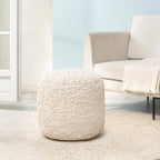 Anji Mountain 100% Handmade & Handcrafted Comfortable Home Décor Pouf Ottoman Footrest for Living Room, Bedroom, Nursery, Kidsroom, Patio Furniture - (22" x 22" x 17" - Ivory)