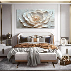 White and Pink Flower Wall Art for Living Room - Large Modern Wall Art Bedroom - Floral Bedroom Wall Decor for Teen Girls Size 29" x 59"