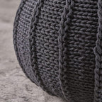 Christopher Knight Home Agatha Knitted Cotton Pouf, Dark Grey Small